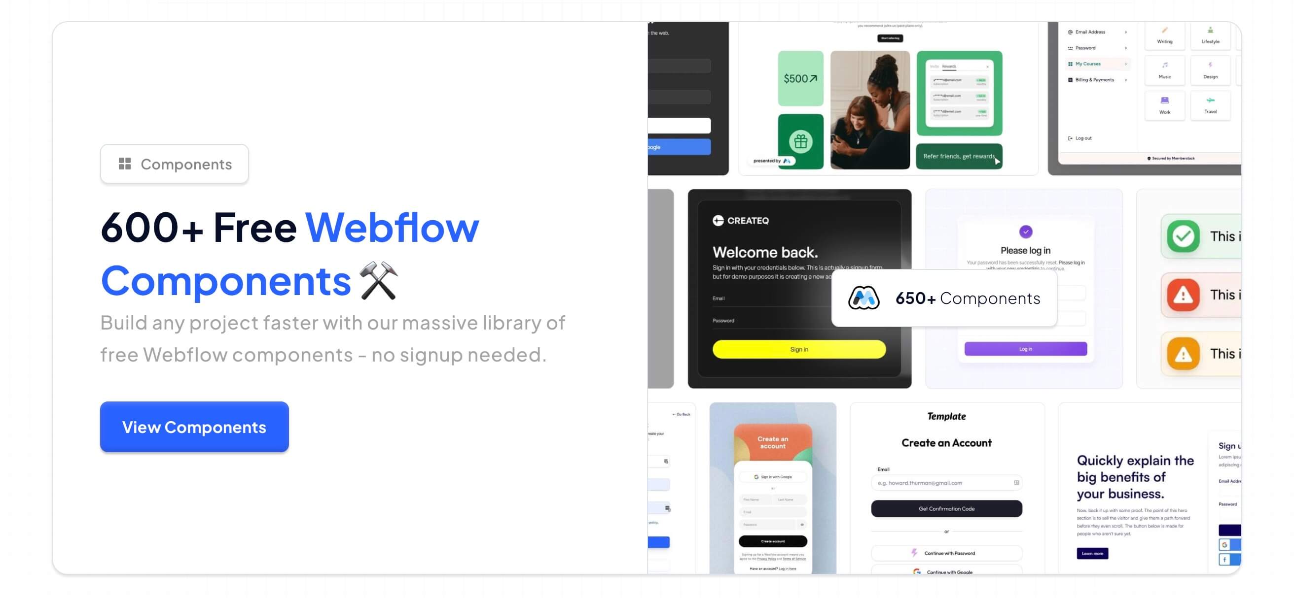 Free Webflow Components for Auth & Payments | Memberstack
